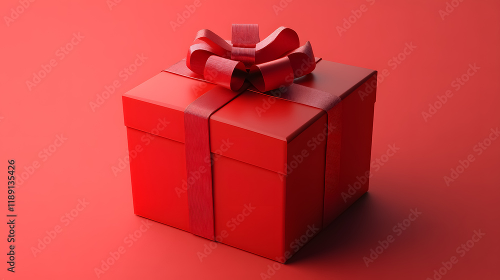 Obraz premium A vibrant red gift box.