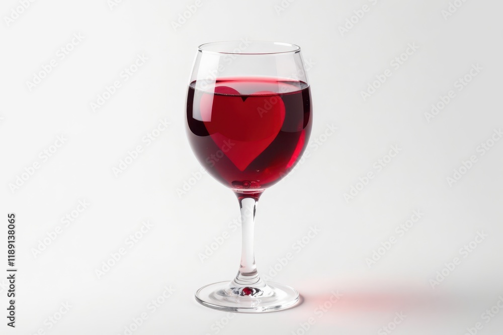 Crimson wine forming heart in crystal goblet, clean white backdrop, alcohol, burgundy Crimson wine forming heart in crystal goblet, clean white backdrop, alcohol, burgundy