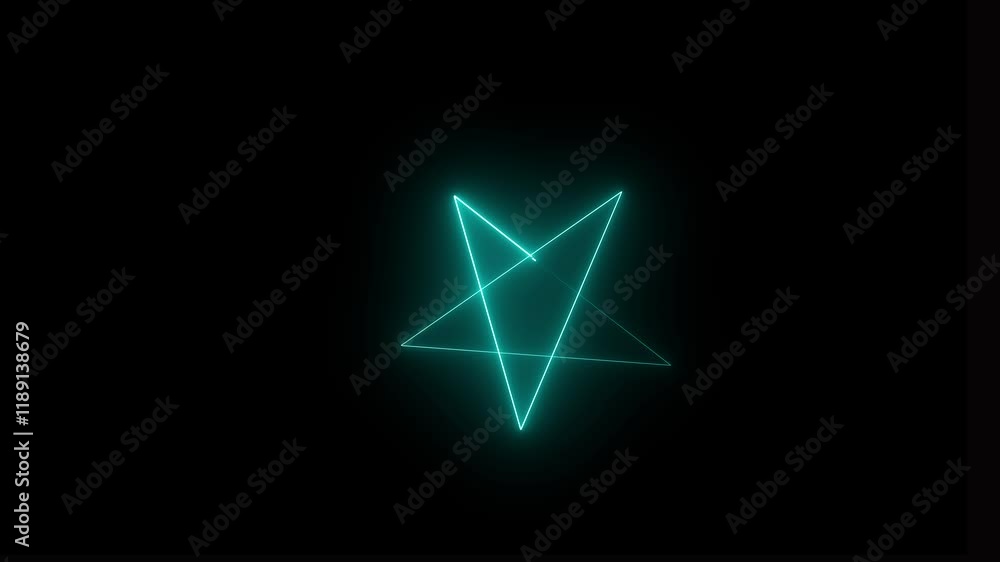 Abstract Neon glowing star loading icon motion animation, on black background. Abstract Neon glowing star loading icon motion animation, on black background.