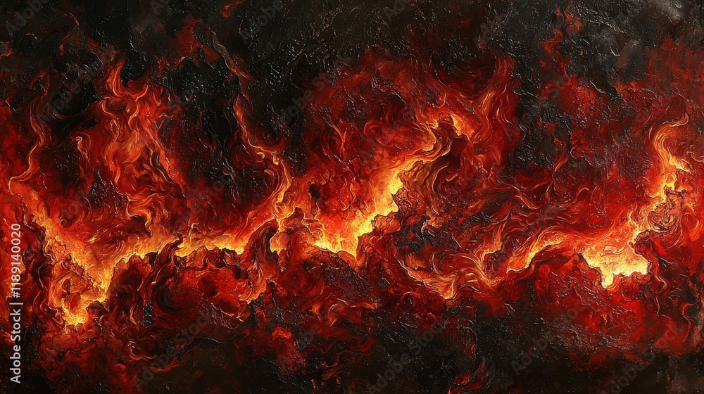 Fiery Erupting Volcano in Red and Orange Hues Against a Dark Background Fiery Erupting Volcano in Red and Orange Hues Against a Dark Background