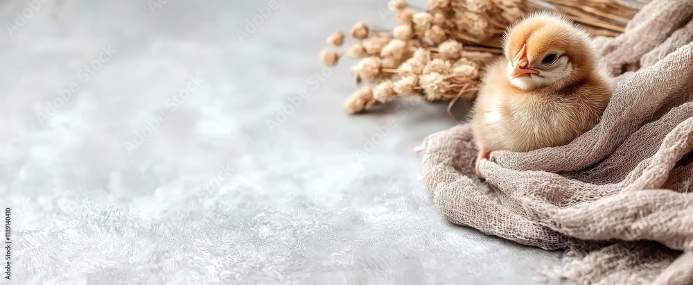 Fototapeta premium Cute fluffy baby chick