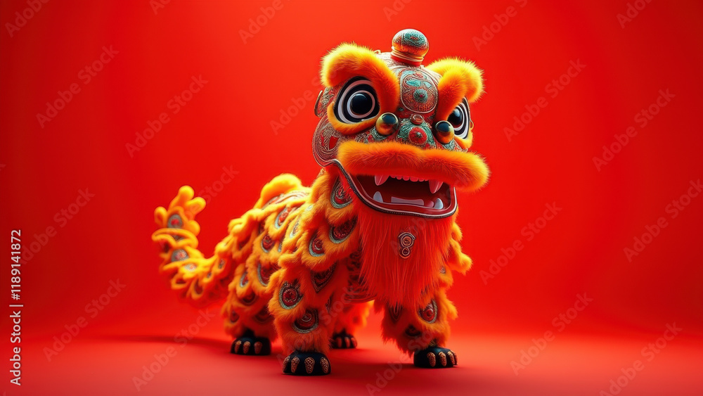 Cute Chinese Lion Dance Costume - 3D renders Cute Chinese Lion Dance Costume - 3D renders