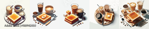 vector set of delicious toast food