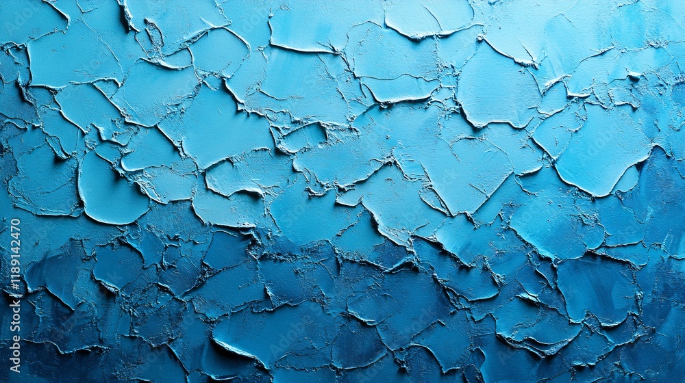 Blue textured surface featuring cracked paint in a modern artistic style