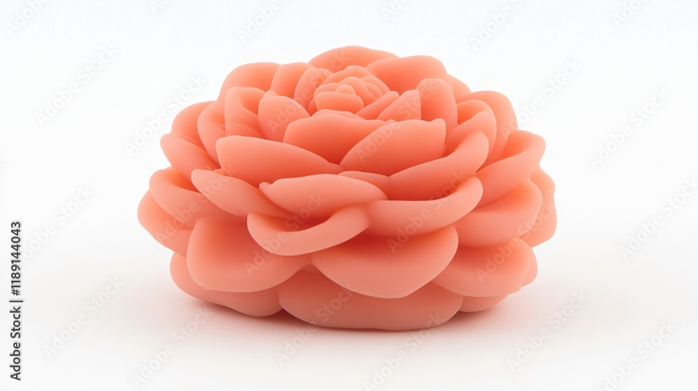 AI Generated Coral Rose Flower, Realistic 3D Render, Soft Petals, Closeup View AI Generated Coral Rose Flower, Realistic 3D Render, Soft Petals, Closeup View