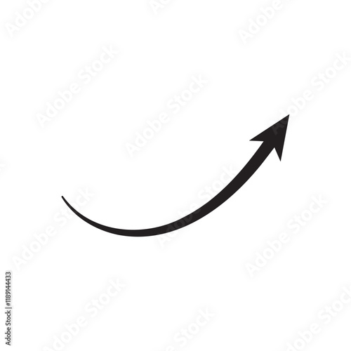 Black arrow icon on white background, flat style. Arrow icon for your web site design, logo, app, UI. arrow indicated the direction symbol. curved arrow sign template