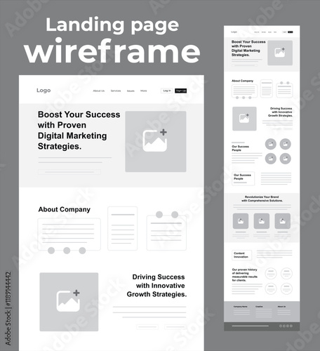 Digital Marketing Agency Landing Page wireframe Design