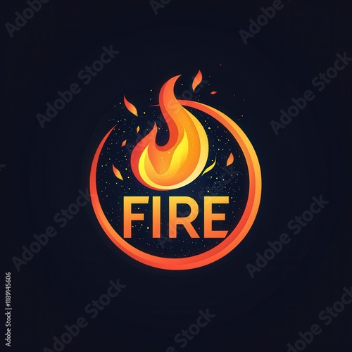 Playful Logo Design Featuring Bold Circular Shape with Fire Element photo