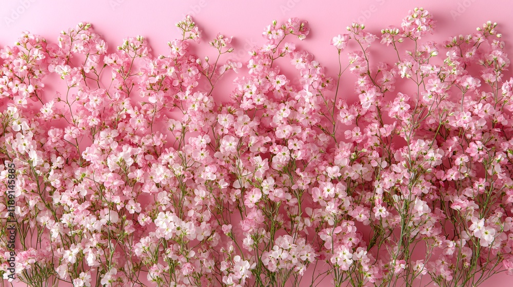 Fototapeta premium Delicate pink flowers create a vibrant backdrop in a serene floral arrangement