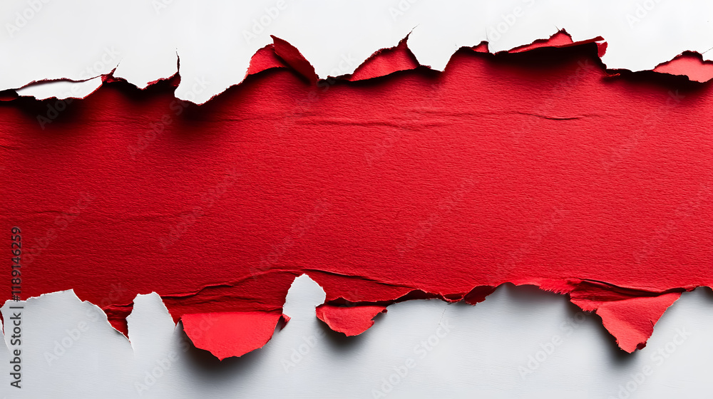 Ripped red paper on a white background Ripped red paper on a white background