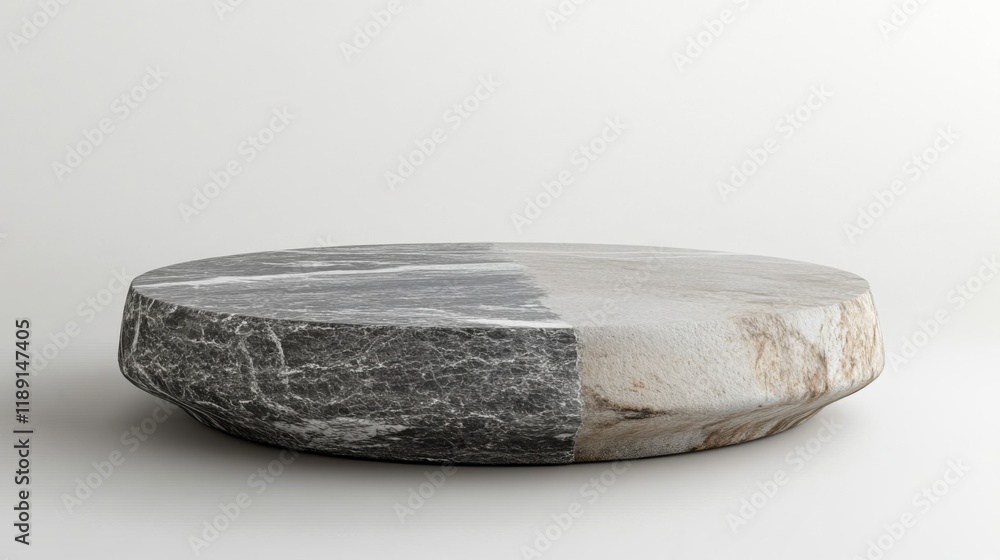 Fototapeta premium Marble Stone Coffee Table on White Background