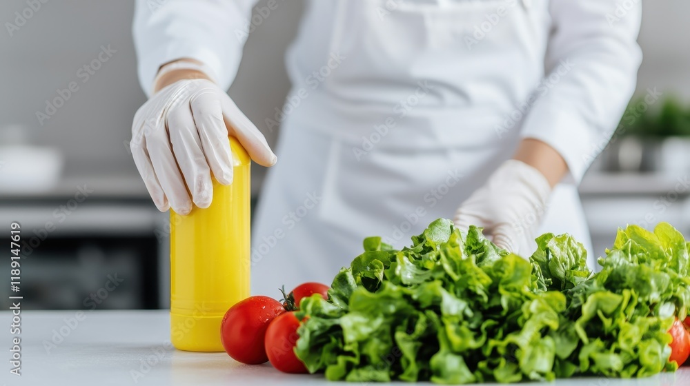Fresh Vegetables with Condiment Bottle Fresh Vegetables with Condiment Bottle