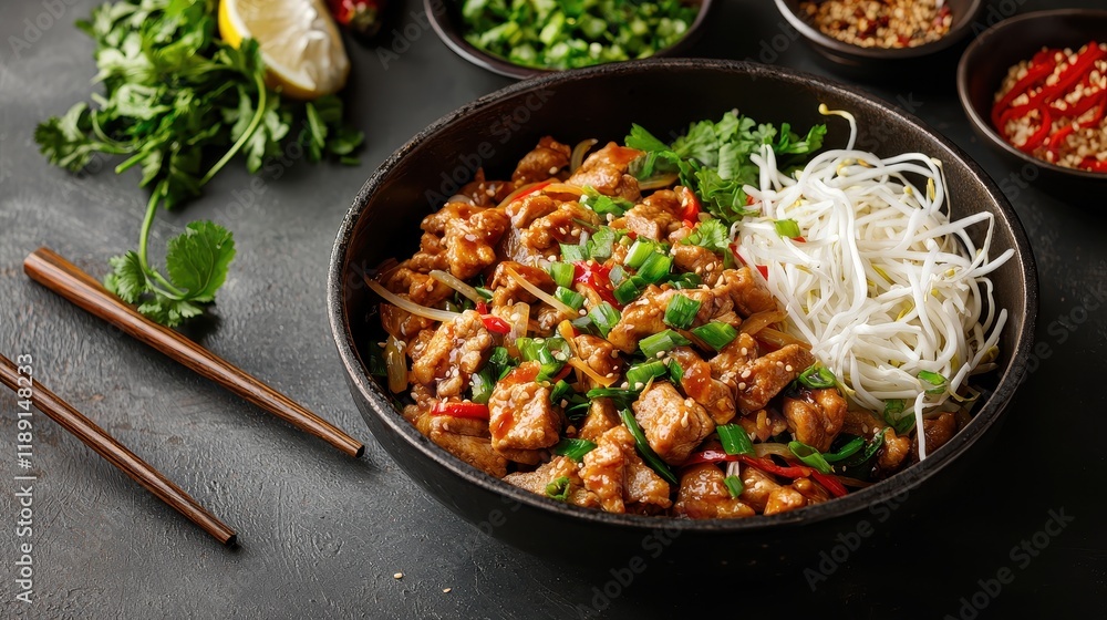 Colorful Asian Dish with Fresh Ingredients Colorful Asian Dish with Fresh Ingredients