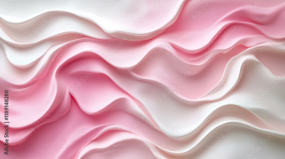 Obraz premium Pink and White Silk Fabric Waves