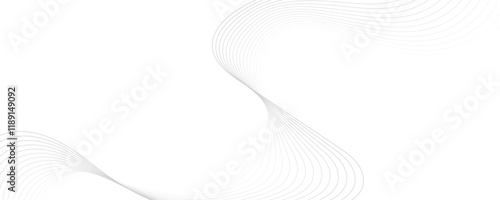 Gray wave curve lines abstract background with flowing particles. Digital energy waves technology concept. Modern backdrop design for business, presentation, banner.