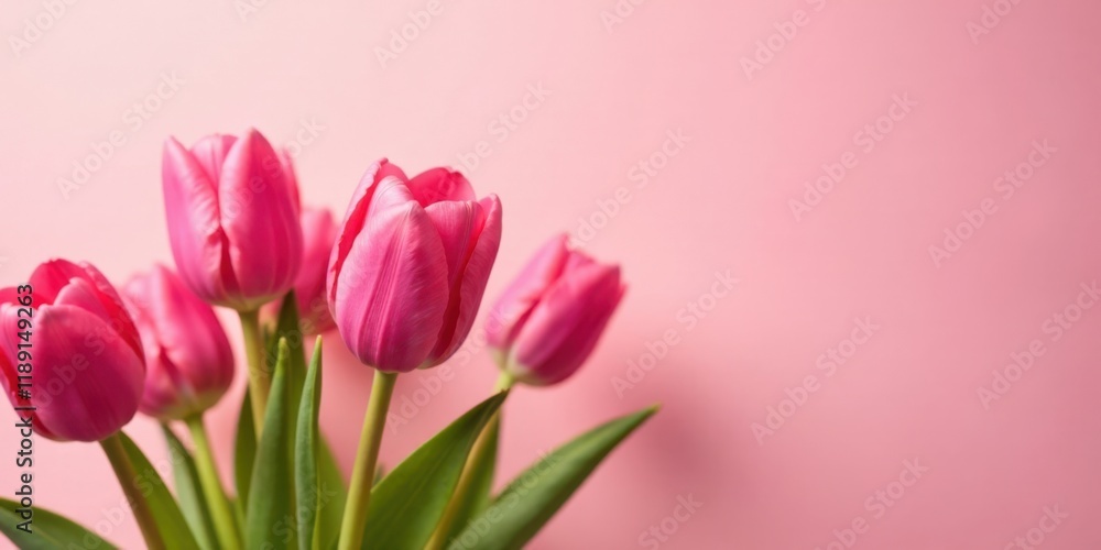 Delicate Pink Tulips on a Soft Pink Background, a Springtime Floral Image Delicate Pink Tulips on a Soft Pink Background, a Springtime Floral Image