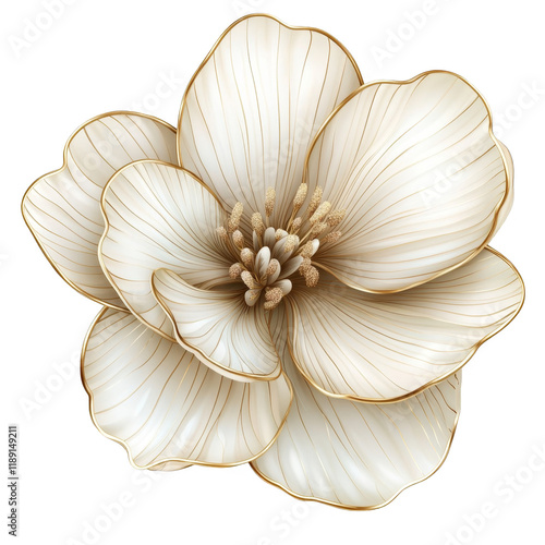 Elegant white flower illustration botanical art digital artwork soft background close-up view nature concept