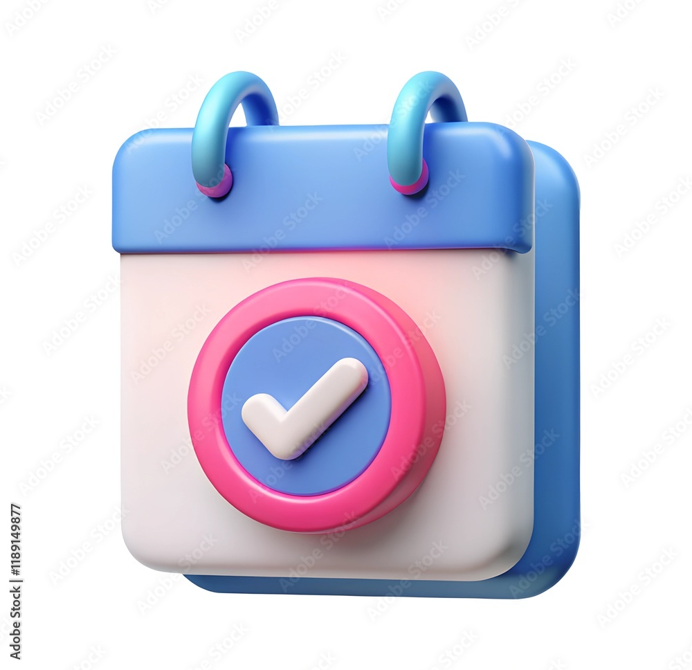 3D calendar icon with schedule symbol, Planning and time management, 3D illustration 3D calendar icon with schedule symbol, Planning and time management, 3D illustration