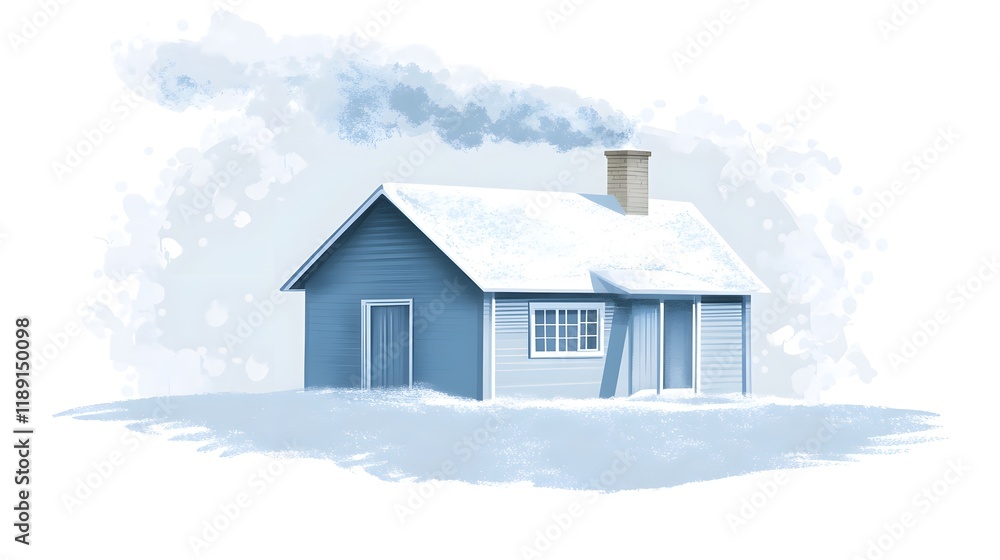 Cozy Winter Cabin Smoke Rising From Chimney Cozy Winter Cabin Smoke Rising From Chimney