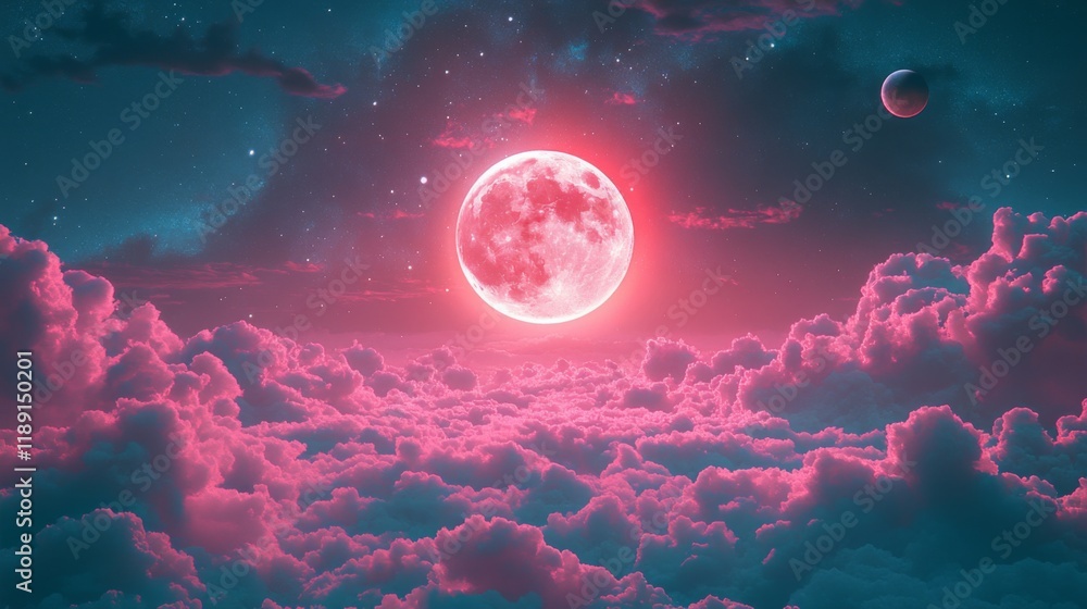 Fototapeta premium Surreal Pink Moonlit Dreams