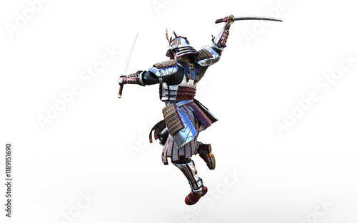 Futuristic Red Samurai Warrior in Battle-Ready Armor