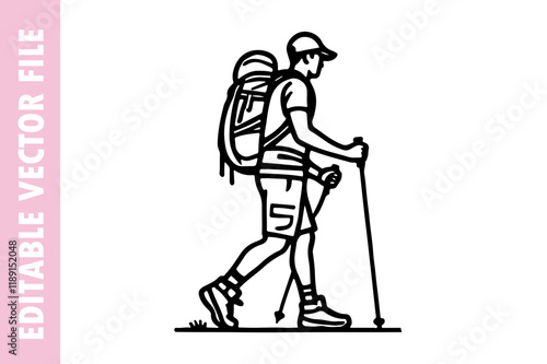 silhouette of a person hiking mane vector design silhouette illustration