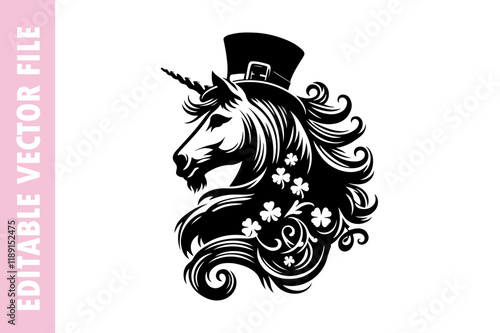 saint Patrick's day horse head vector design silhouette illustration