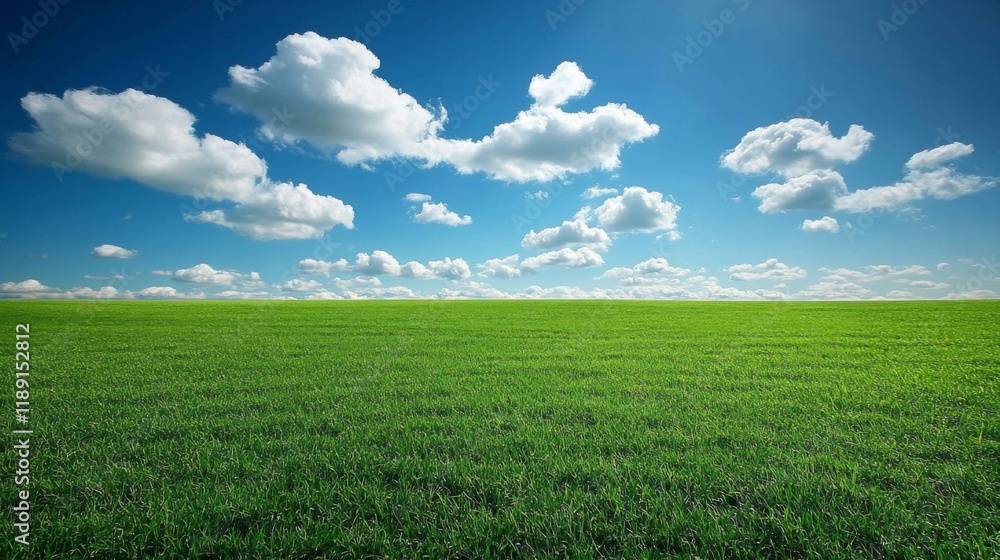 Fototapeta premium Beautiful Green Field Under Blue Sky