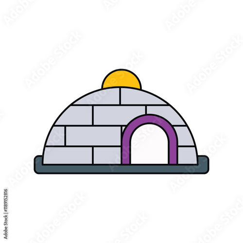 Igloo  lineal color line icon with white background vector stock illustration