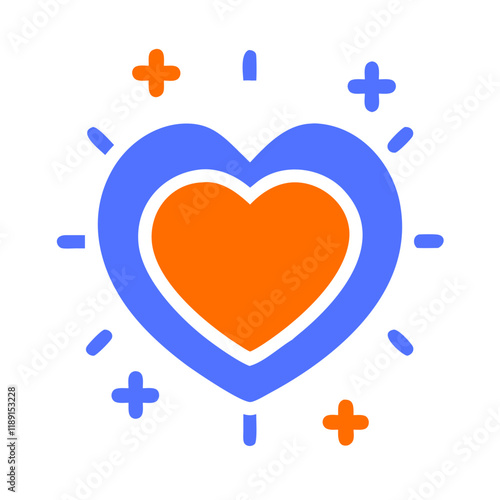 vibrant illustration of a heart symbol with radiant accents representing love and affection