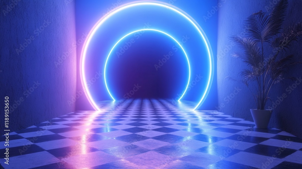 Fototapeta premium Futuristic Neon Light Corridor