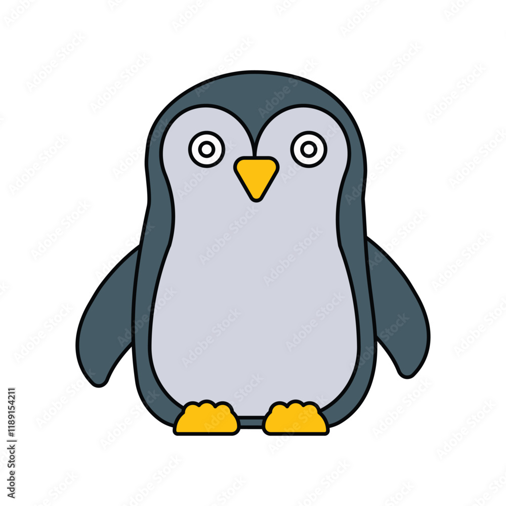 Obraz premium Penguin lineal color line icon with white background vector stock illustration