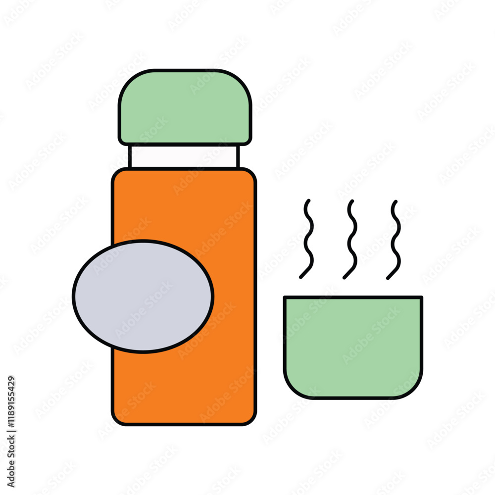 Hot Water Bottle lineal color line icon with white background vector stock illustration Hot Water Bottle lineal color line icon with white background vector stock illustration