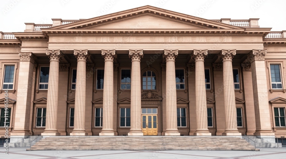 Architectural building with columns and classic design in bright setting Architectural building with columns and classic design in bright setting