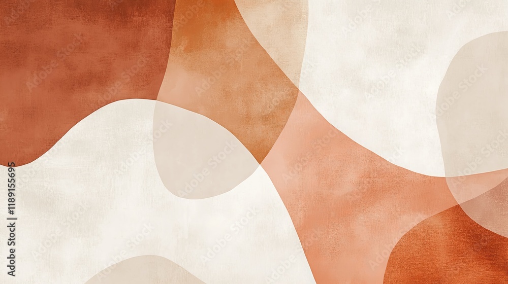 Serene Harmony in Terracotta and Ivory: Abstract Modern Minimalism with Soft Organic Shapes Serene Harmony in Terracotta and Ivory: Abstract Modern Minimalism with Soft Organic Shapes