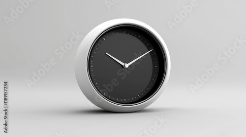 A 3D render of a modern alarm clock isolated with no background. photo