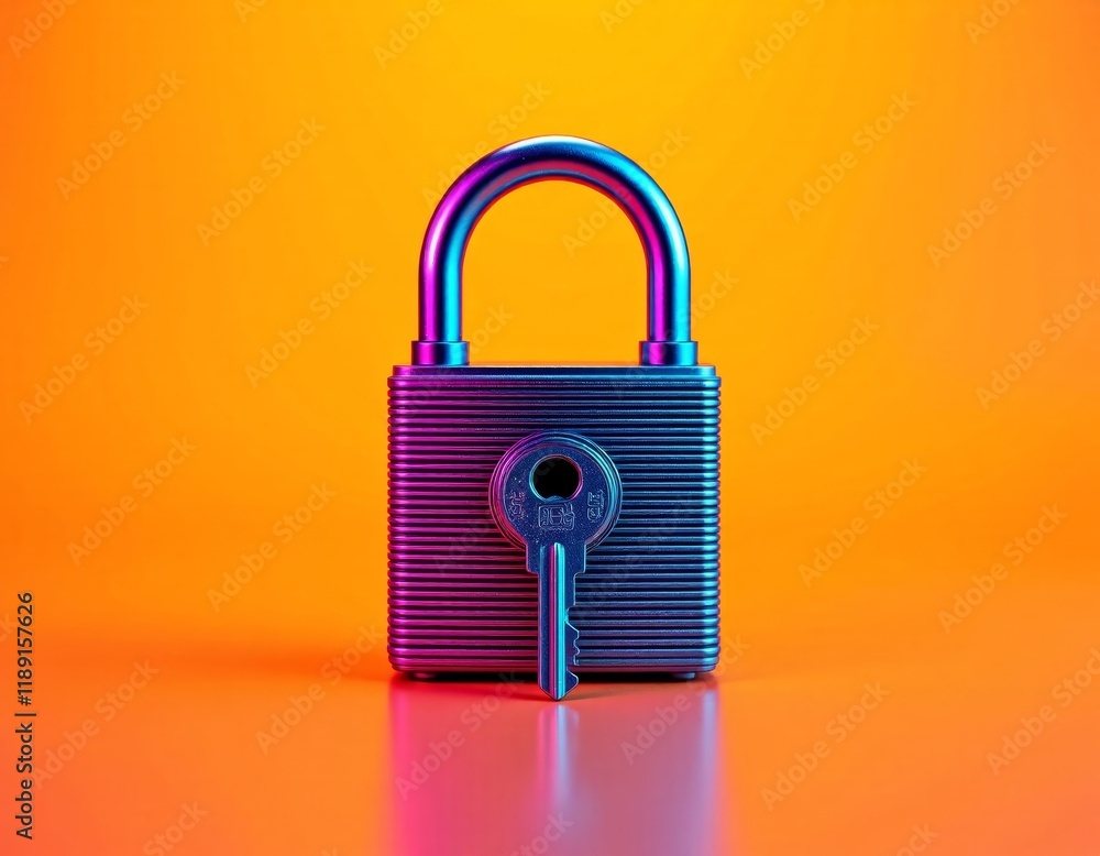 Unlocking Success: Orange Key Opens Padlock in Simple, Minimalist Illustration for Digital Art and Design Unlocking Success: Orange Key Opens Padlock in Simple, Minimalist Illustration for Digital Art and Design