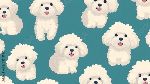 Adorable White Fluffy Dogs Repeat Pattern Design