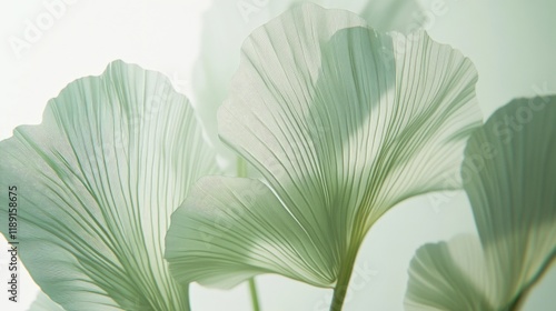 close up of light green ginko leaves