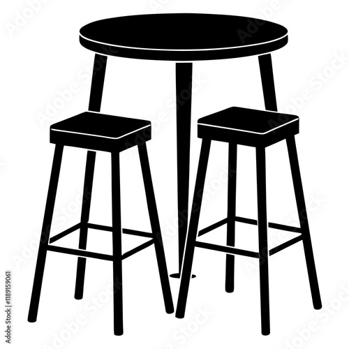 Metallic Barstools and Table Counter Silhouette Outline pub loft urban