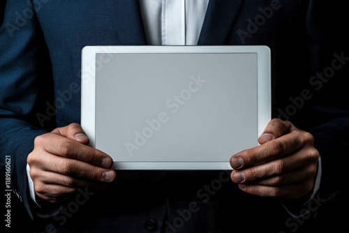 Business Man With Tablet In...