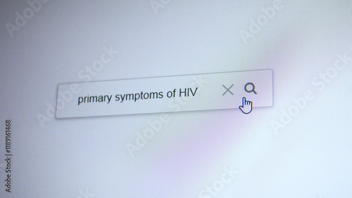 Фотография A search bar with the entering query Primary symptoms of HIV