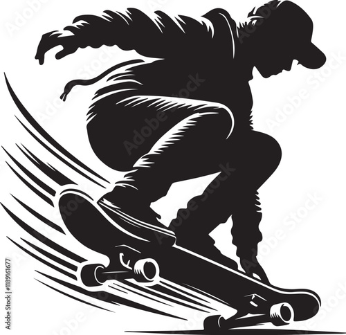 silhouette of snowboarder