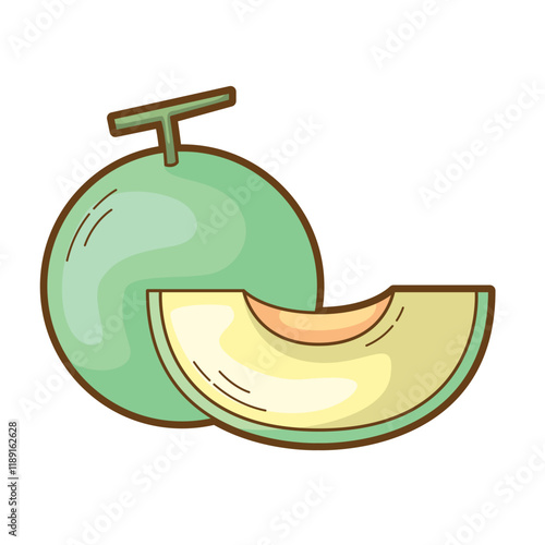 Melon fruit whole and sliced ​​cantaloupe showcasing juicy sweetness. Suitable for food blogs, health magazines, and summer themed designs