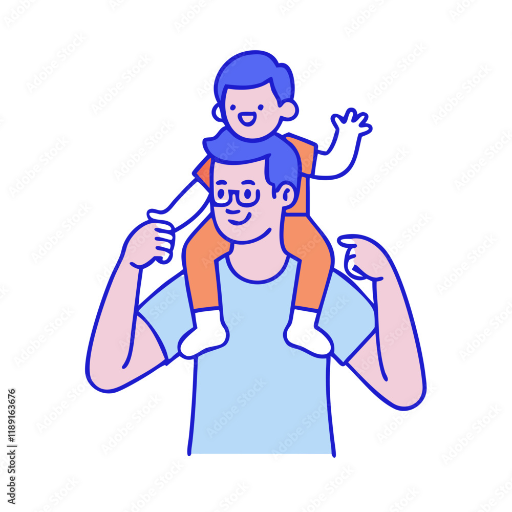 dad with child on shoulders icon dad with child on shoulders icon