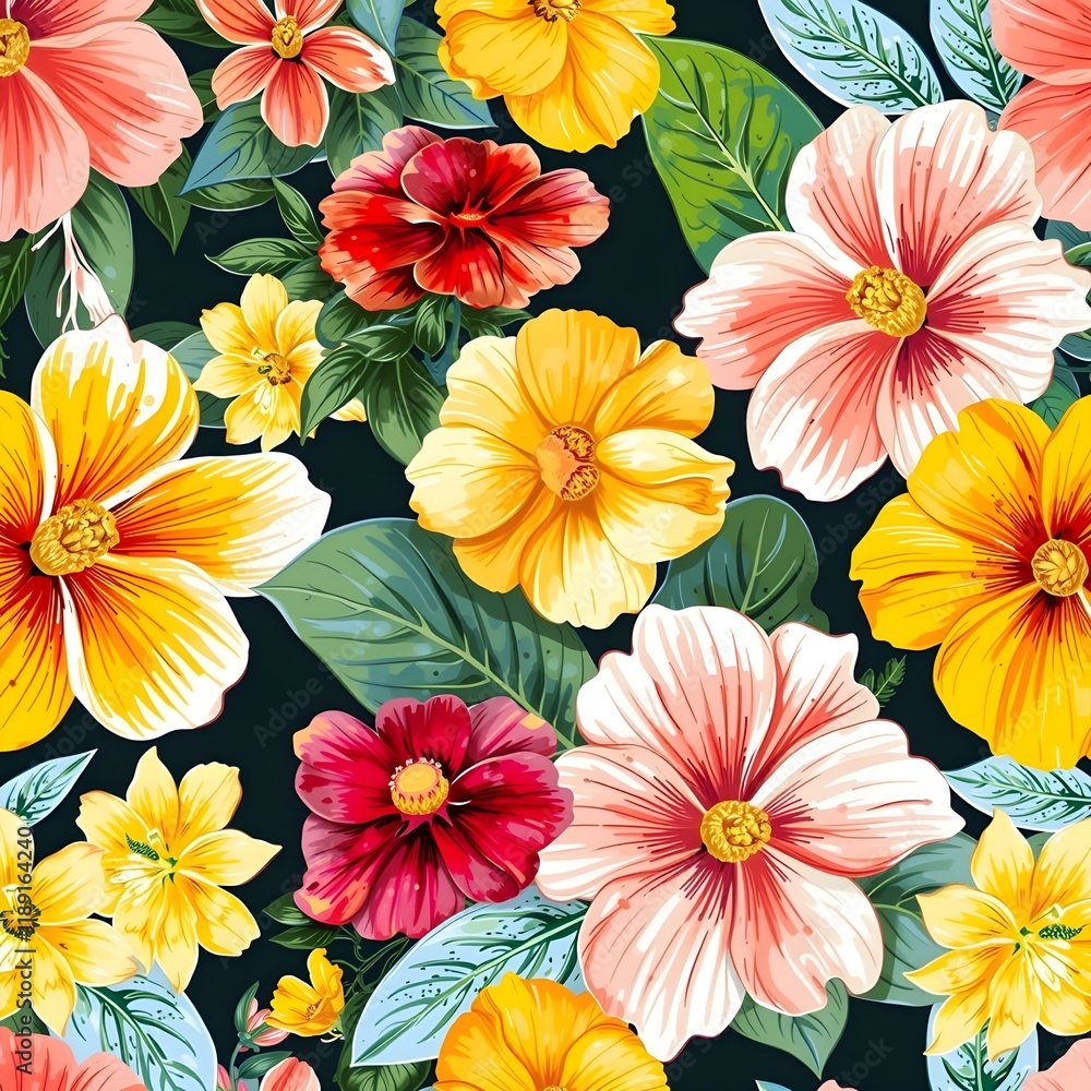 Seamless beautiful decorative natural summer flowers pattern Seamless beautiful decorative natural summer flowers pattern