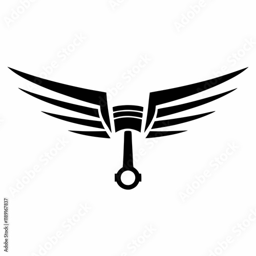 Minimalist Winged Piston Logo Vector Design. photo