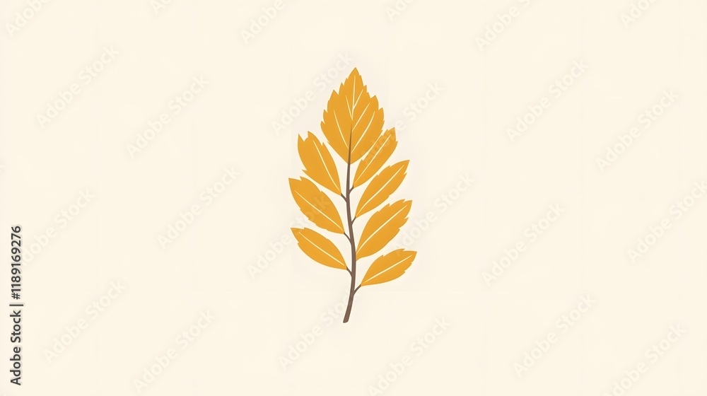 A single autumn branch with yellow leaves A single autumn branch with yellow leaves