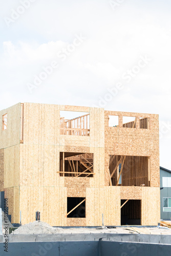 Wallpaper Mural Suburban Single-Family House Construction: Foundation Stage Progress Torontodigital.ca