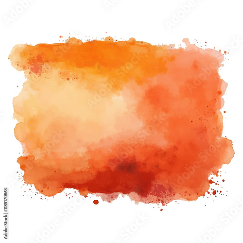 A textured watercolor background in shades of orange, ranging from light peach to deep reddish-orange, with splatters